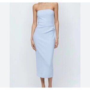 Bec + Bridge Light Blue Karina Strapless Maxi Dress Ruched Sz US 12 NWT